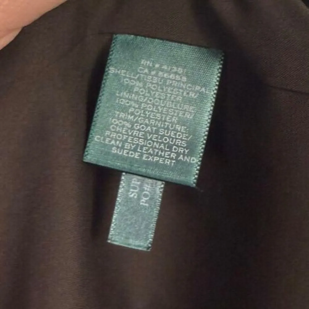 NWT‎ Lauren Ralph Lauren Chocolate Brown Goat Suede Trim Keyhole Shift Dress 6 - Image 7