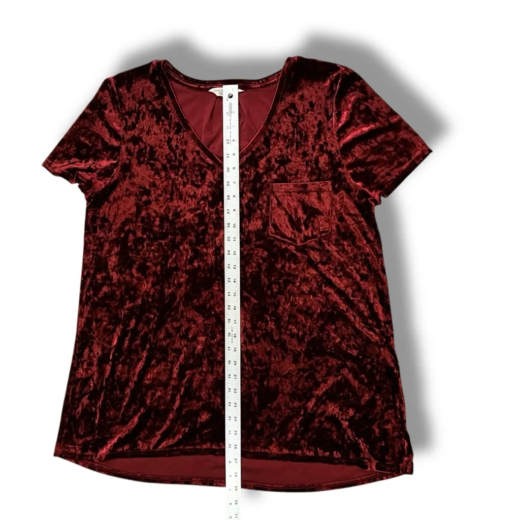 Spring & Mercer Velvet Legging Tee Burgundy Soft Velvet Tunic Top Pocket XL A - Image 5