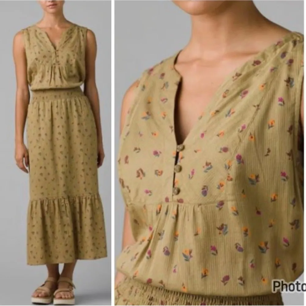 Prana California Dreaming Dress 100% Organic‎ Cotton Maxi Floral Size Small Boho - Image 2