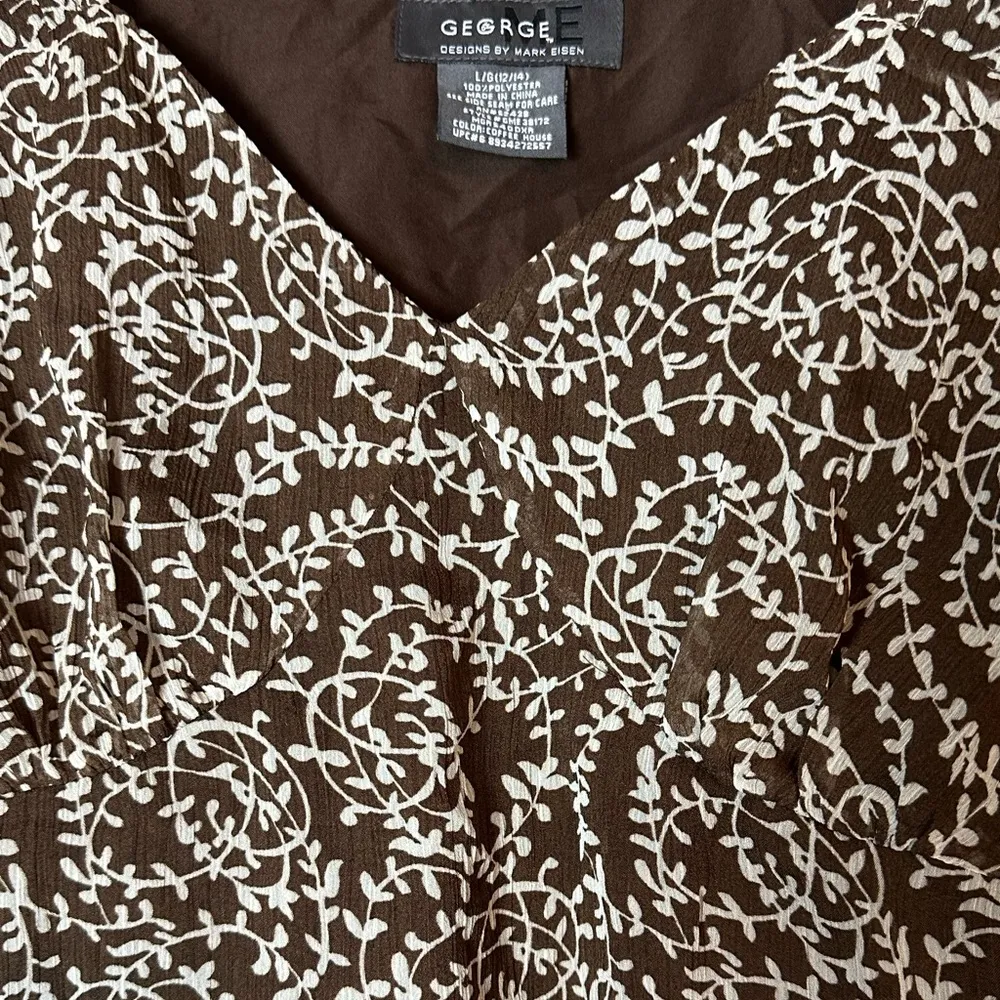 Vintage 2000s George Babydoll Top Floral Grunge Y2K Fairy Boho Size Large Brown - Image 4