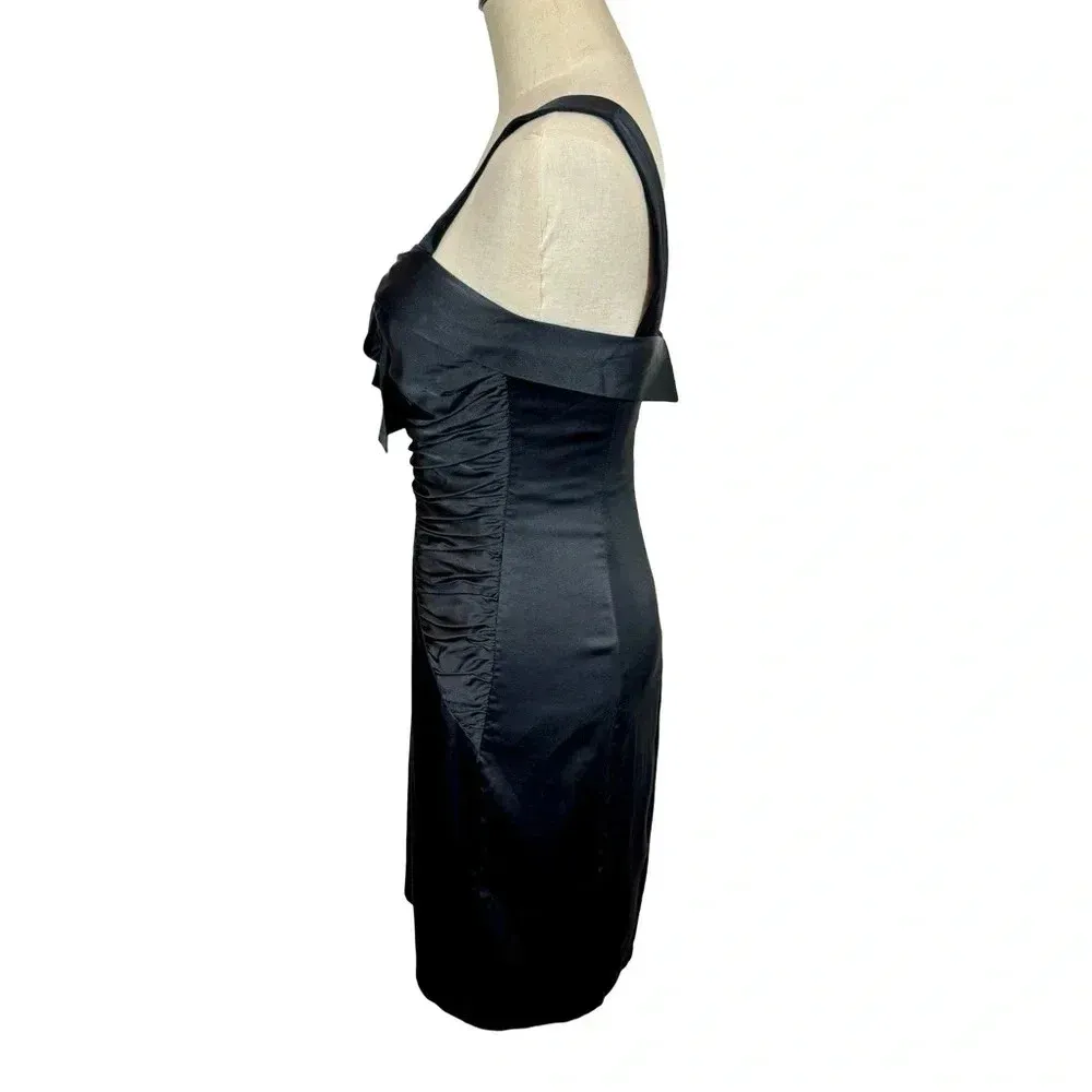 Vintage Betsey Johnson Y2K Silk Ruched Bow Pencil Dress Rockabilly Pin Up - Image 5