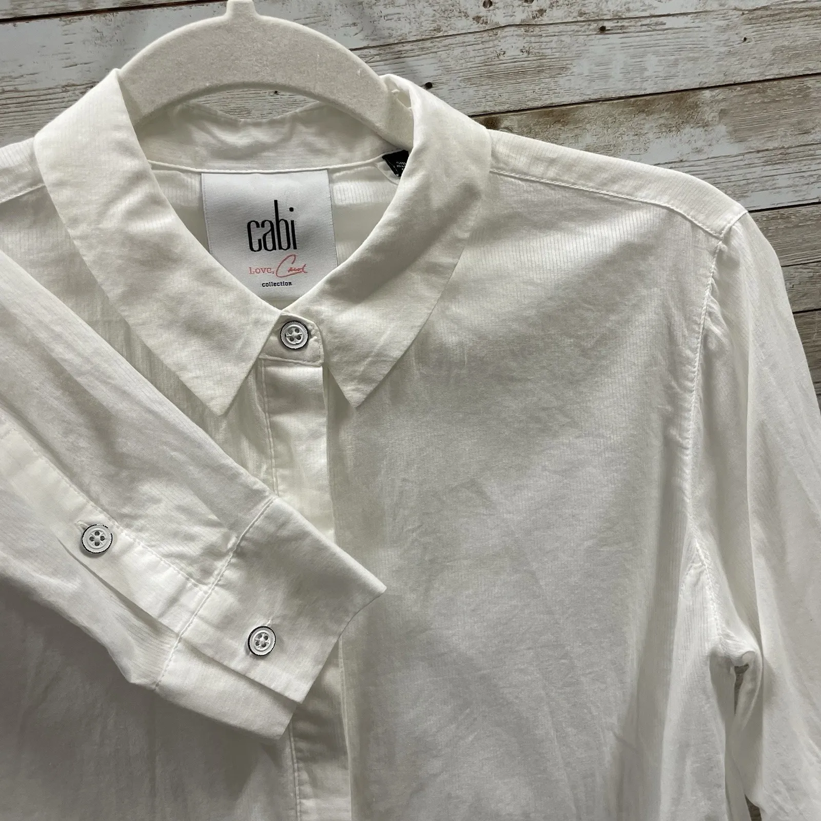CAbi Womens S Shirt #5057 Vacation Button Up Love Carol Ruffle White Tunic‎ - Image 2