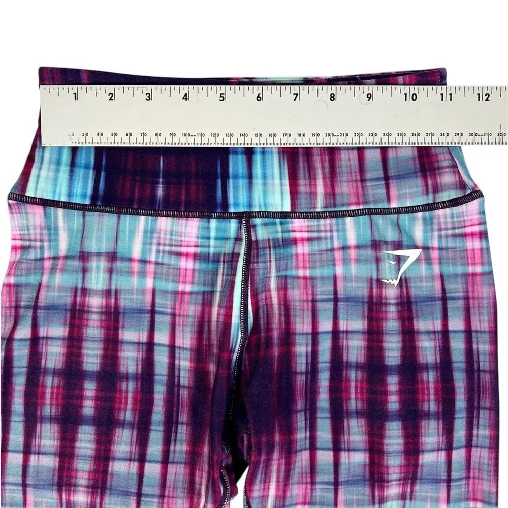 Gymshark Elevate High Rise Crop Leggings Bright Purple Blue Streaks Size Small - Image 4