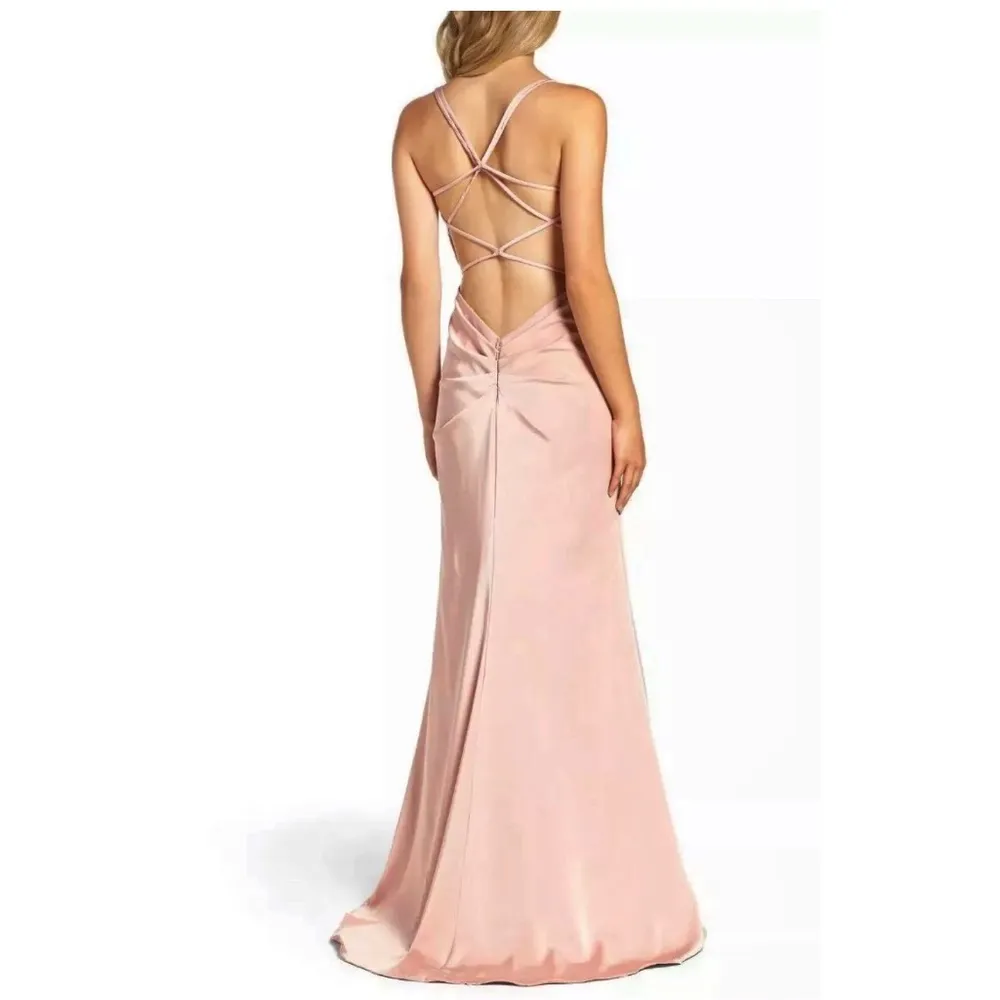 La Femme 24263 Strappy Back Ruched Bodice Jersey Dress - Image 7