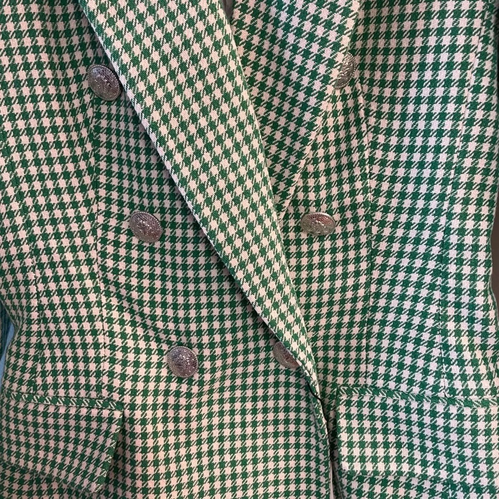 Zara Green Houndstooth Blazer - Image 7