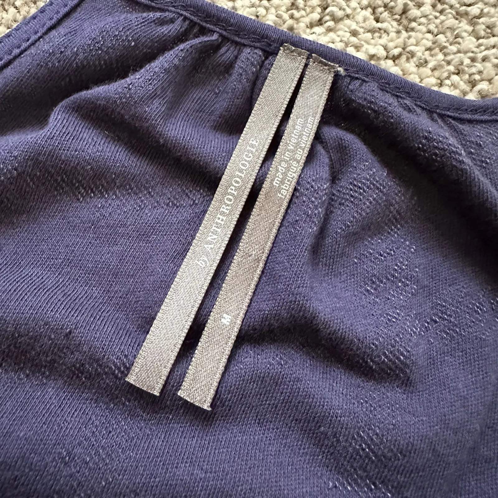 Anthropologie navy blue textured sleeveless tank top size M - Image 6