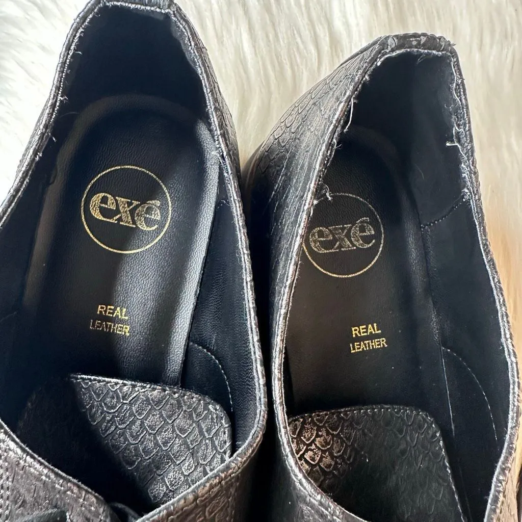Exé Platform Loafers Metallic Black Scale Print Size 41 - Image 6