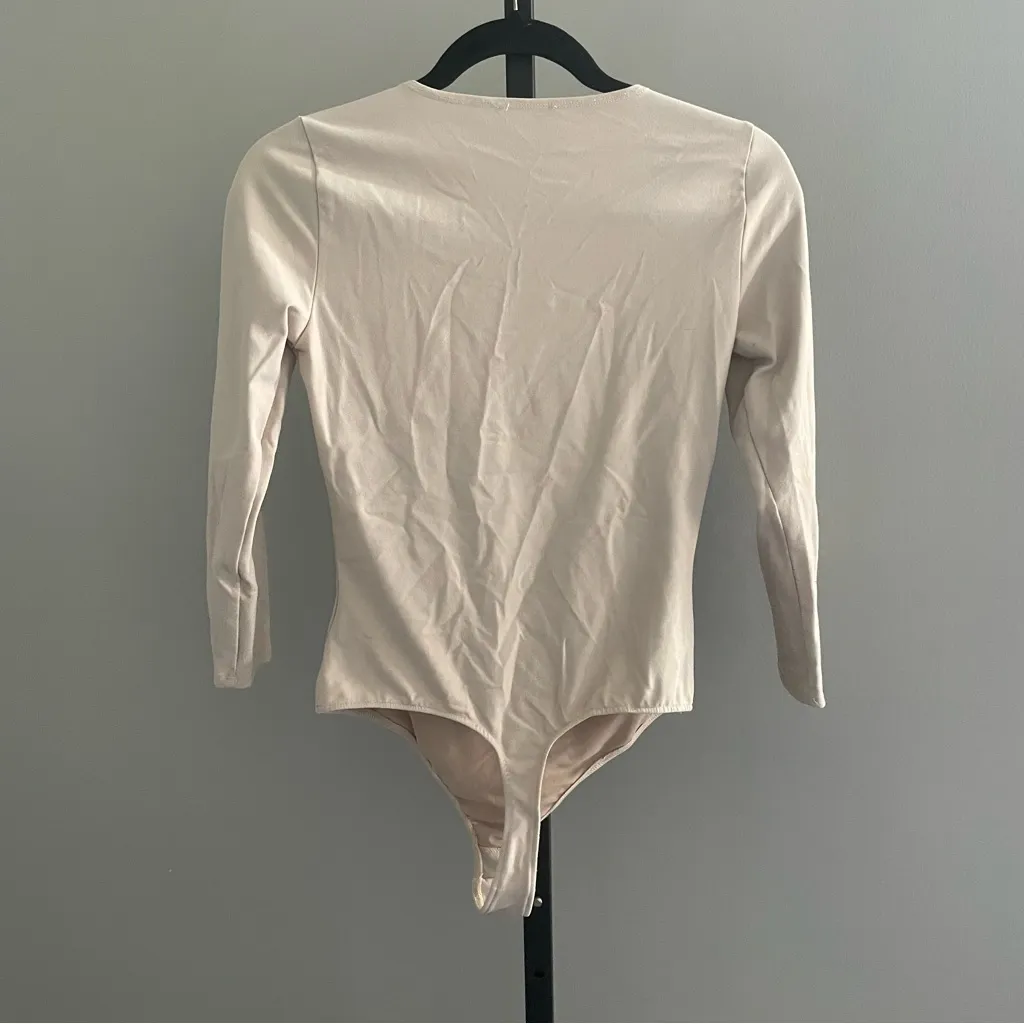 Intimately Free People Women's Beige Square Neck Long Sleeve Bodysuit Small - Image 3