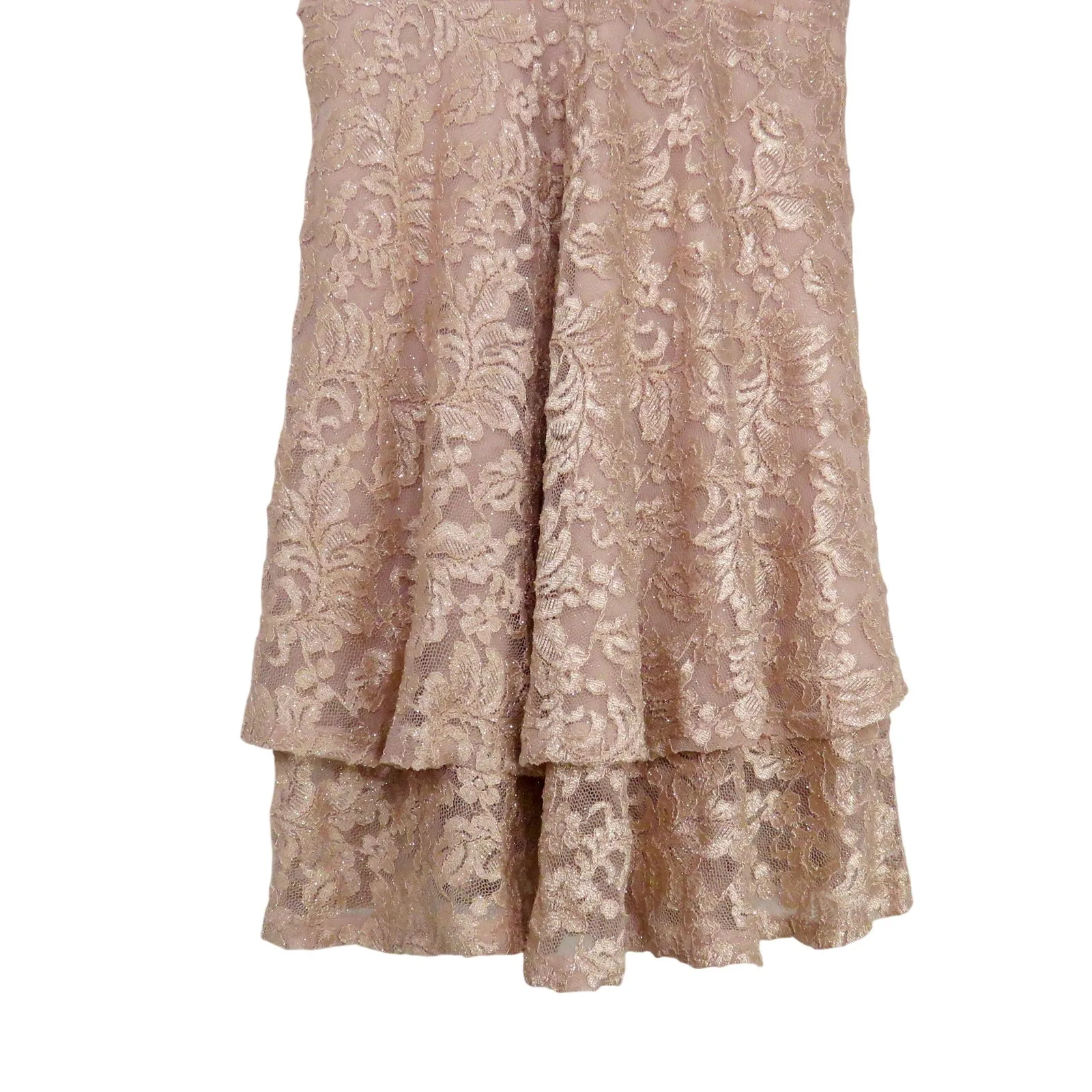 Emerald Sundae Pink Lace Sparkly Spaghetti Strap V-Neck Mini Dress Medium - Image 4