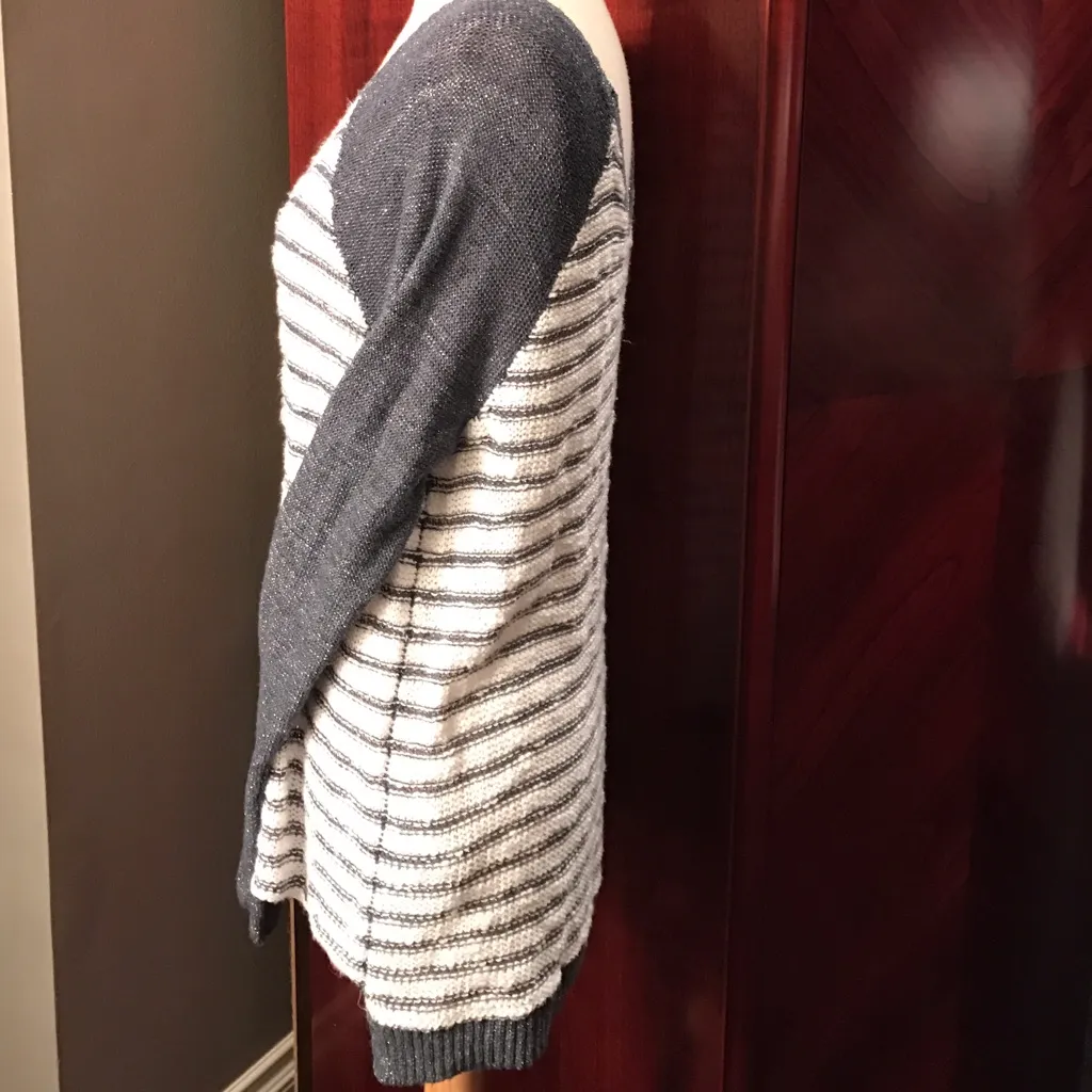 Hollister Blue-Gray Striped Shimmer & Shine Sweater - Image 3