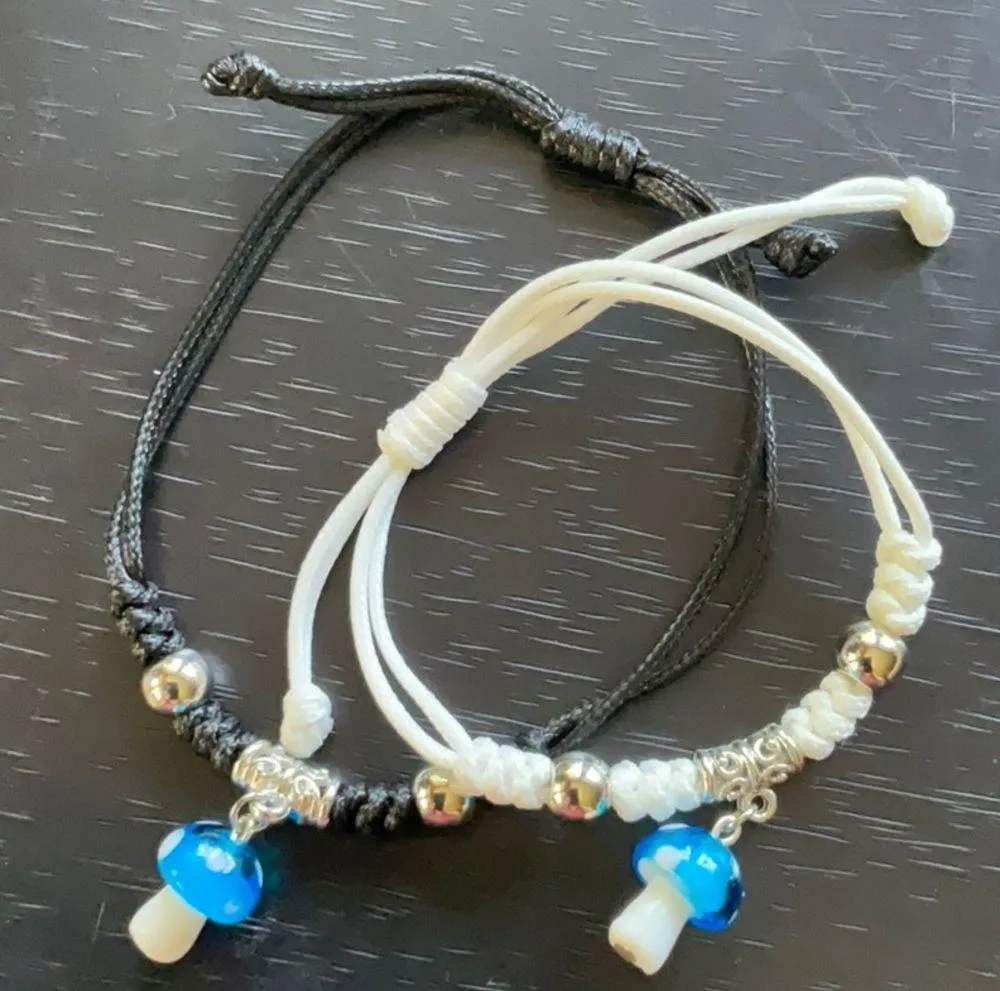 Blue Glass Mushroom Bracelets - Image 2