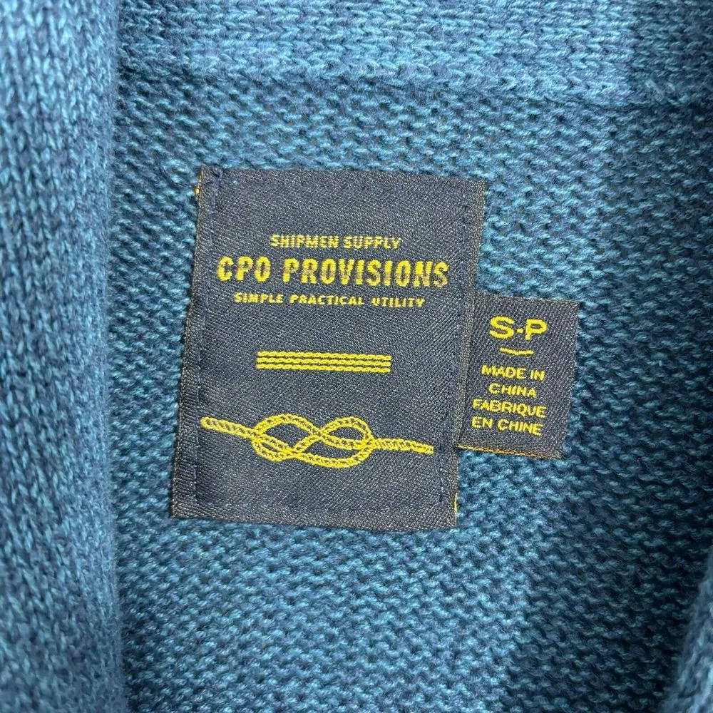 CPO Provisions Shipmen Supply Sweater Womens Blue Cable‎ Knit Cardigan Size SP - Image 5