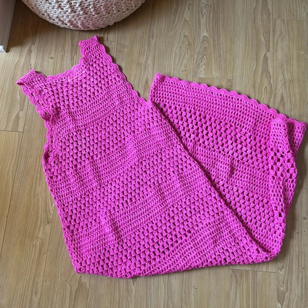 MUMU X Barbie Pink Crochet Dress - Image 3