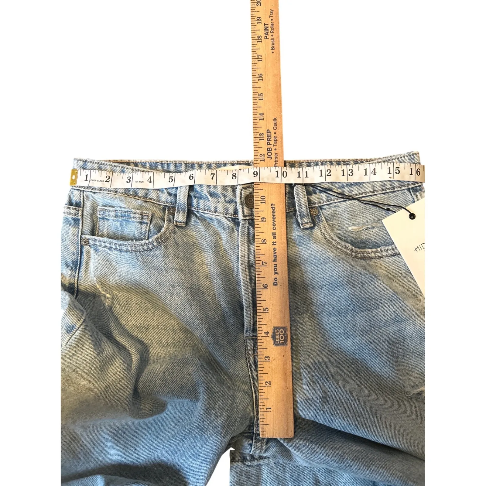 HIDDEN Los Angeles Bailey High Rise Boyfriend Jeans Distressed Light Wash Sz 28 Blue - Image 7