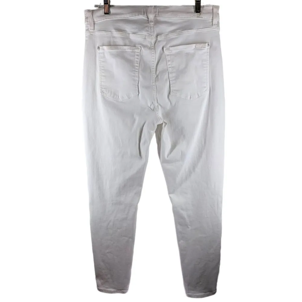 7FAMK White The High Waist Ankle Skinny Jeans Size 32 7 For All Mankind - Image 5