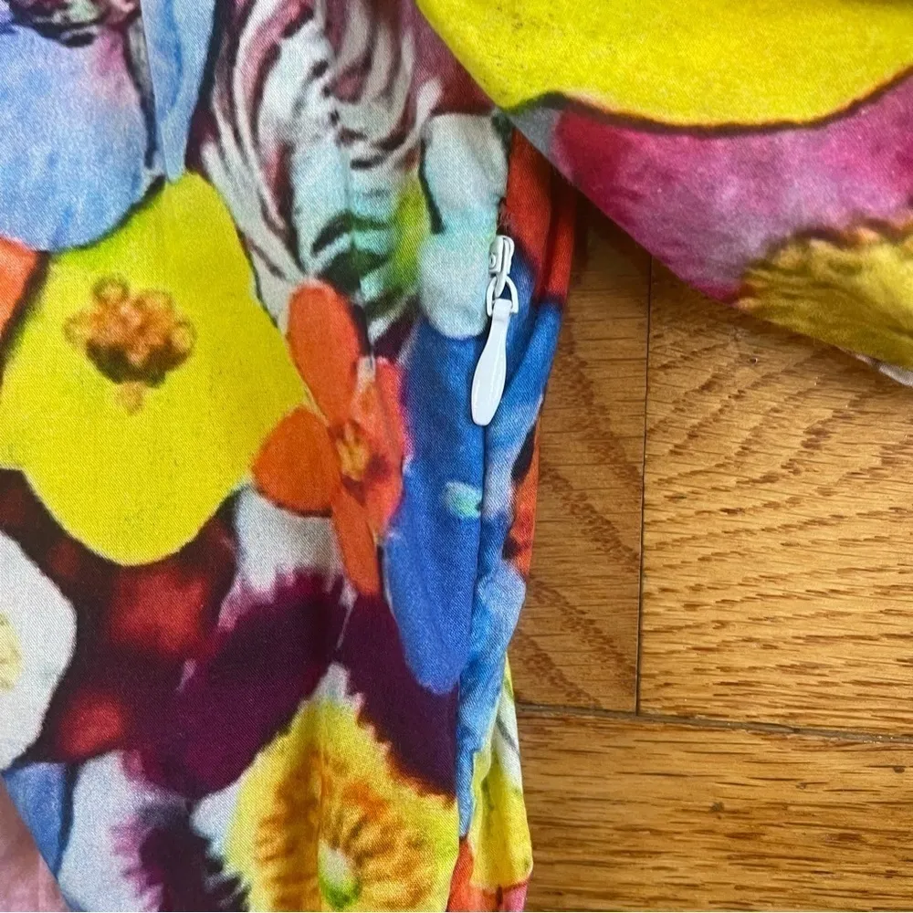 Walter Baker Kylie Dress Cotton floral colorful off shoulders puff sleeves Sz 12 - Image 9