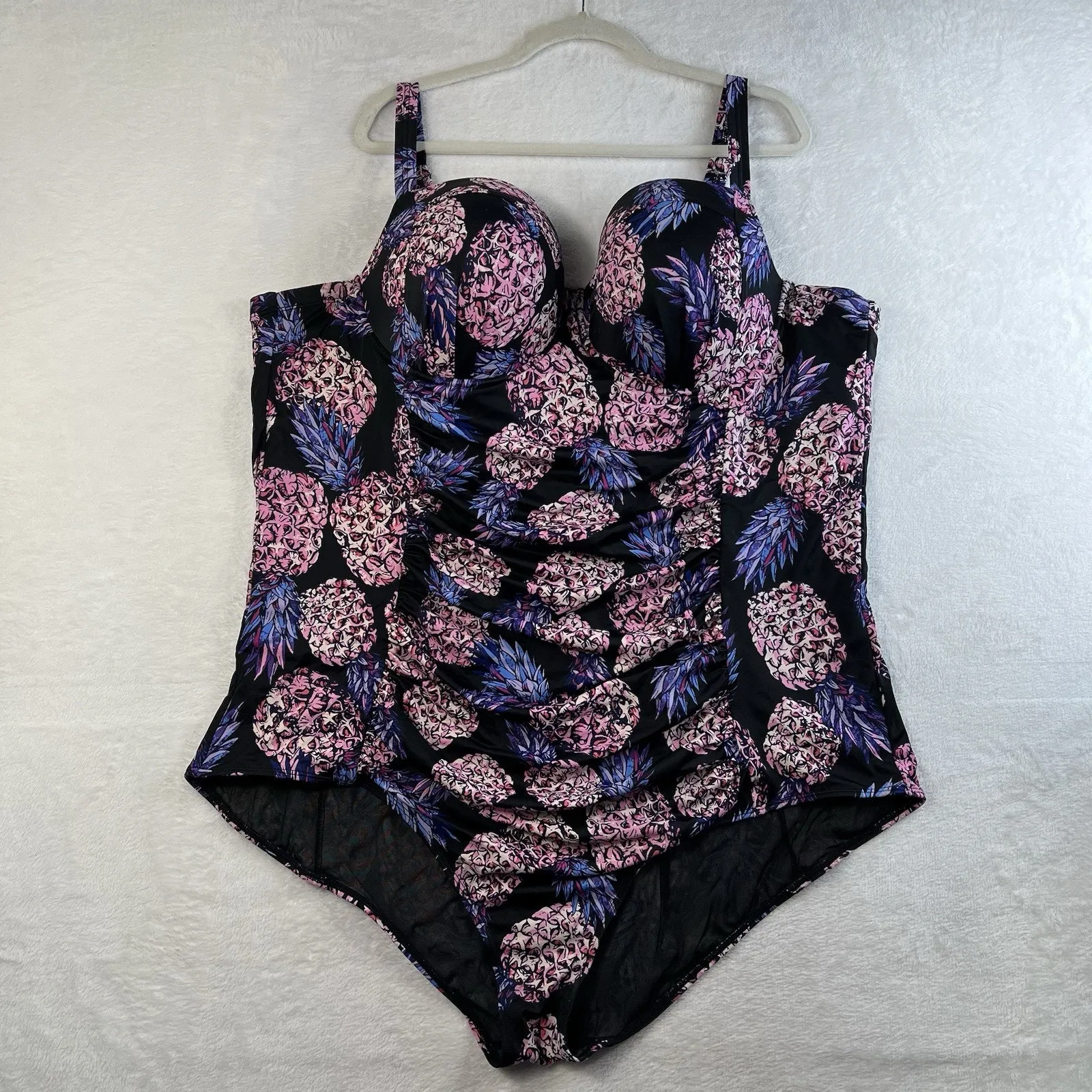 Torrid 5X 1 Piece Swimsuit Push Up Demi Slim Fix Padded Underwire Pineapple - Image 3
