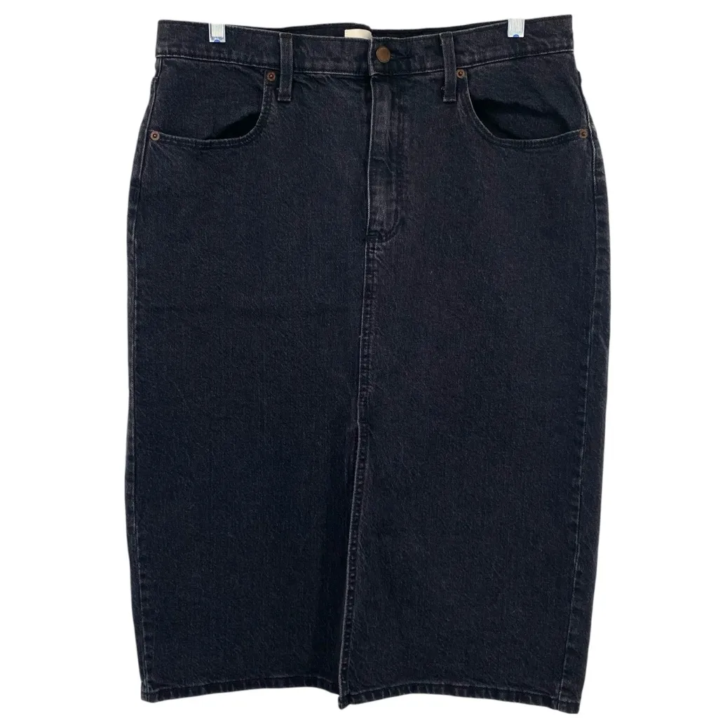 Universal Threads Universal Thread Black Denim Midi Pencil Skirt Front Slit - Image 7