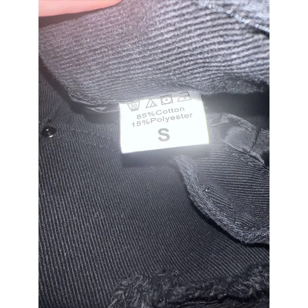 Shein Womens Shorts Black Denim Distressed Jean Shorts Women’s Small EUC - Image 4