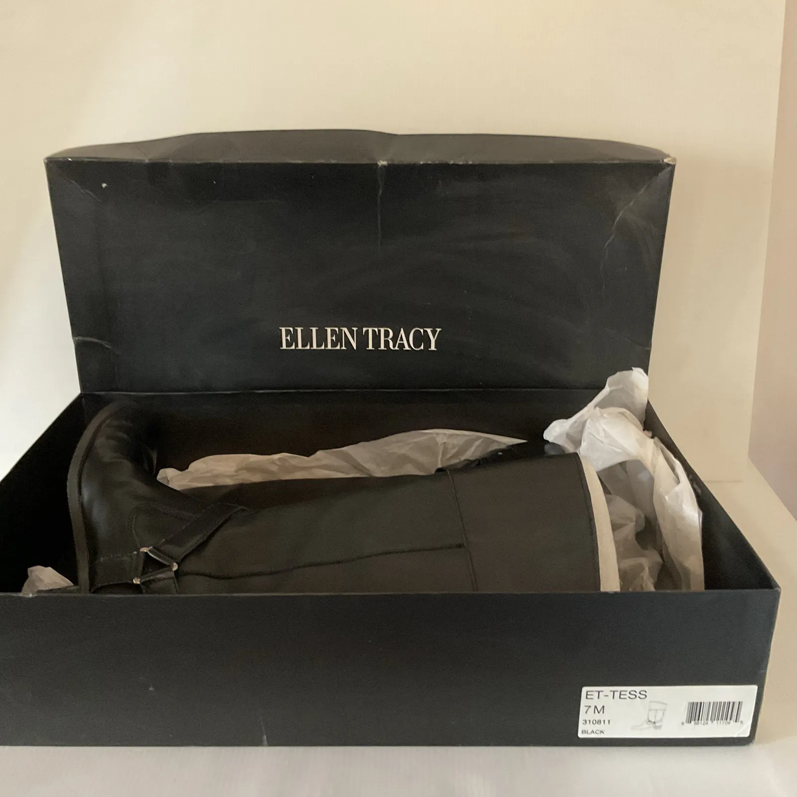 Ellen Tracy Tess Black Leather Tall Riding Boots Women’s Size 7M - Image 7