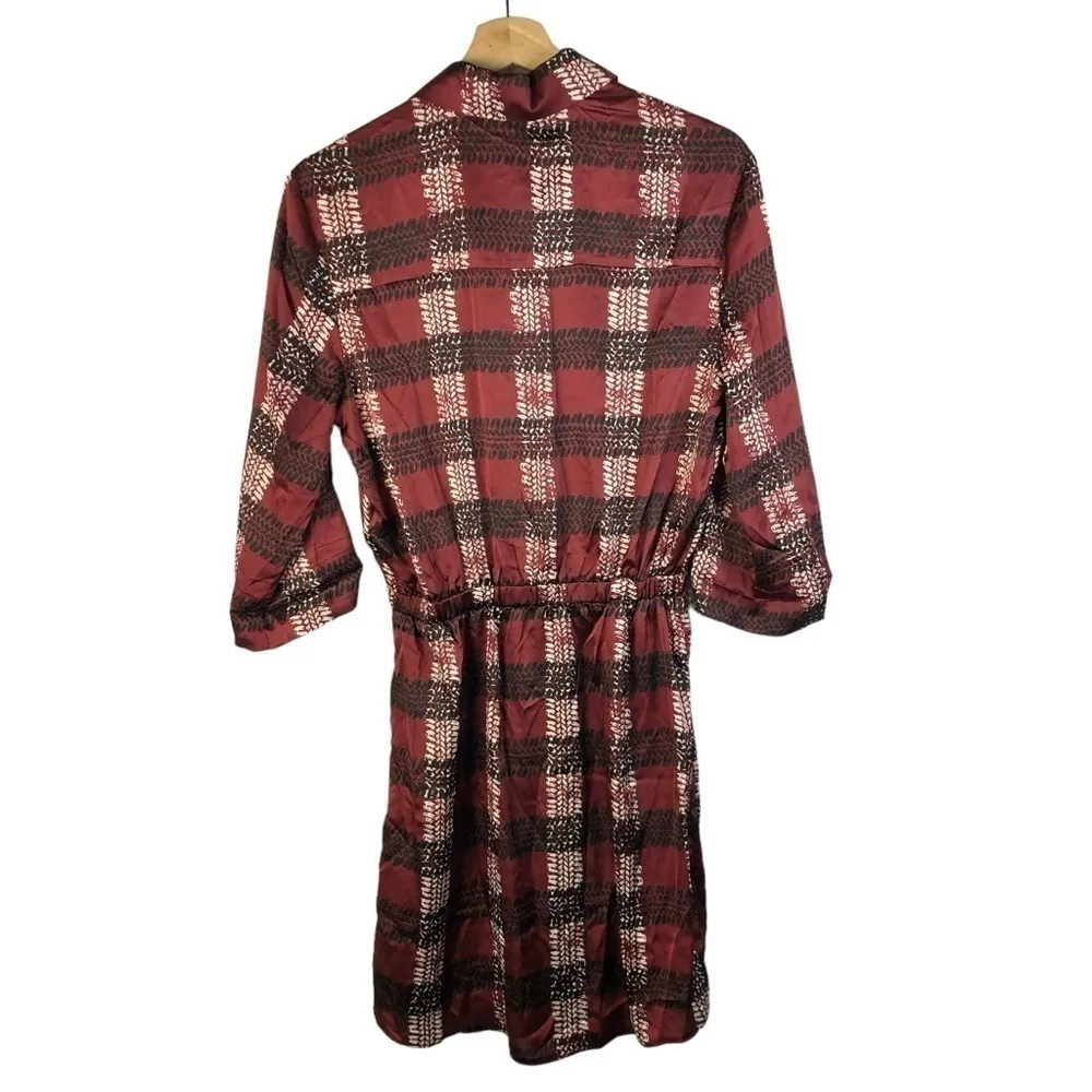 Oxford Circus Red & Black Plaid Fit & Flare Shirt Mini Dress S - Image 2