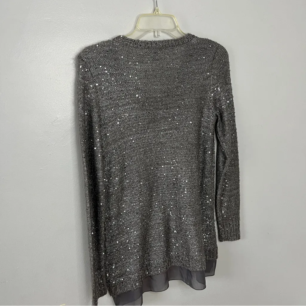 The Limited Glittering Silver V-Neck Sweater - Image 6