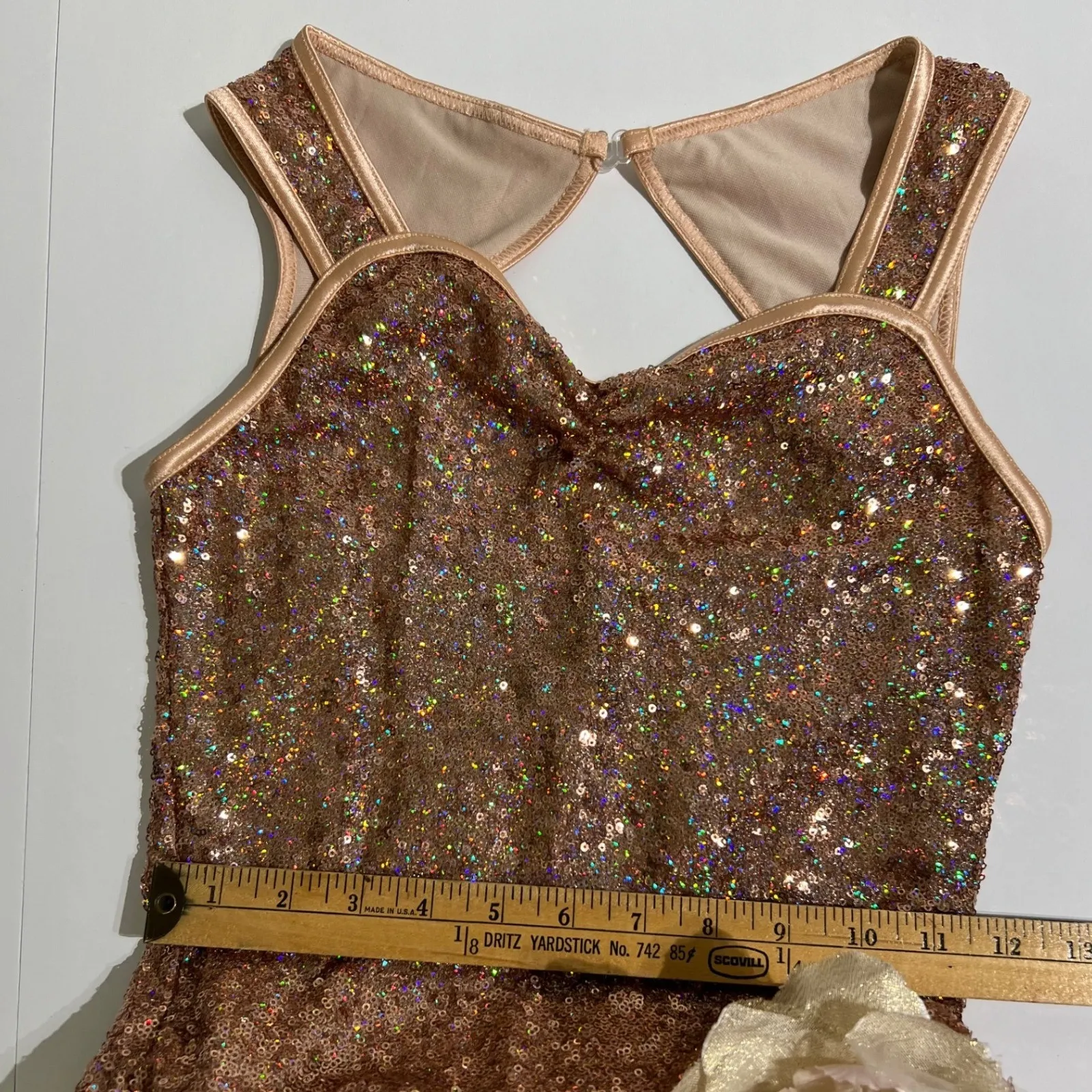 Weissman Sequin Dance Costume Dress Womens MA Pink Gold Tutu Performance Size M - Image 5