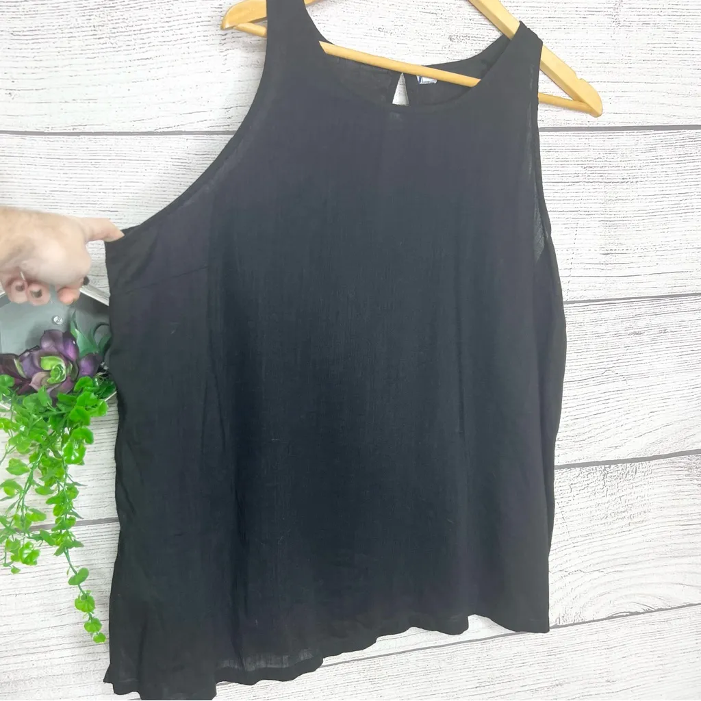 NWT Old Navy Black Sleeveless High Neck Tank Top Size XL Cotton Casual Relaxed - Image 2