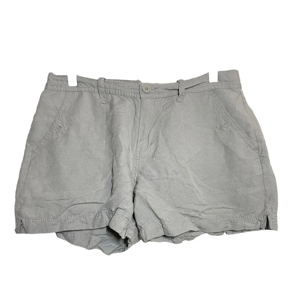 Calvin Klein Jeans Chino Shorts Linen Blend Mid Rise Flat Front Pockets Gray 6 - Image 2