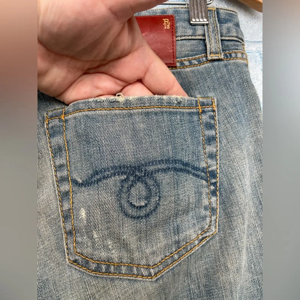 R13 Distressed Washed Paint Splatter jeans size 27 - Image 10