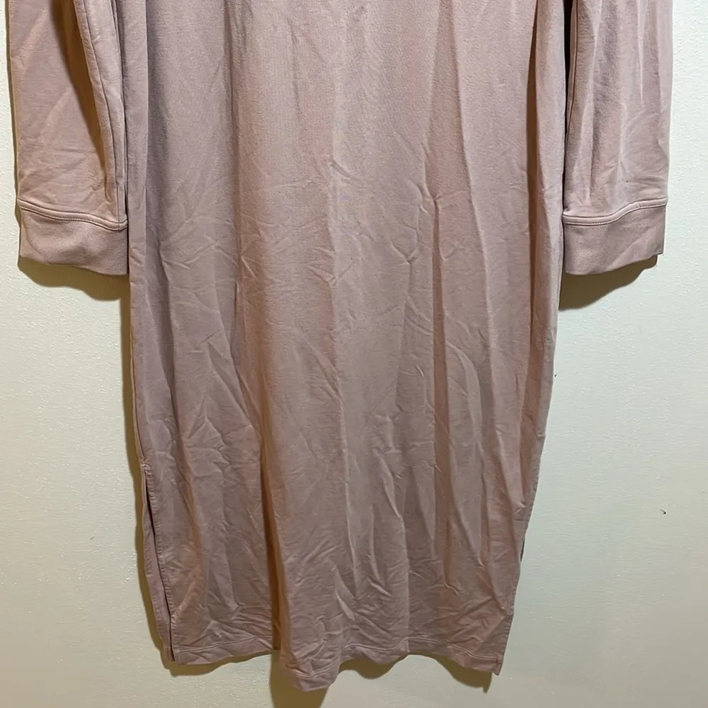 Cuyana Blush Pink French Terry Long Sleeve Midi Sweatshirt Dress Size Medium - Image 8