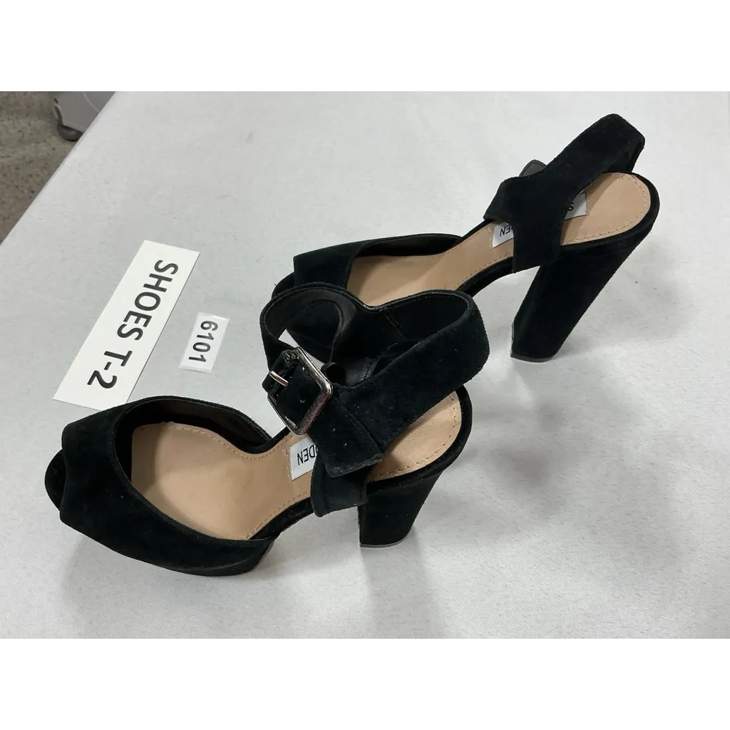 Womans Steve Madden Jillyy Platform Dress Shoes Black 6 M Peeptoe Strappy Heel - Image 2