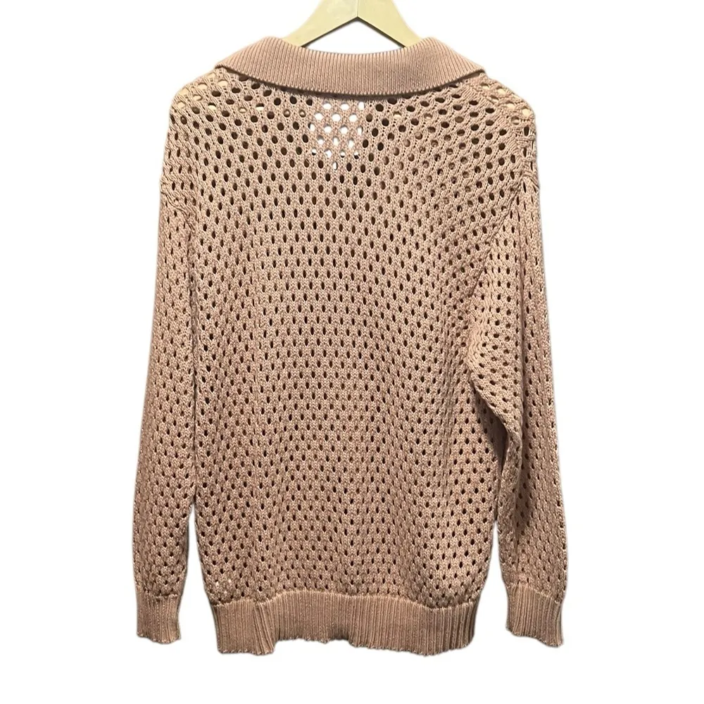 Aerie NWOT Open Knit Polo Sweater in Beach Dune Size Smalll - Image 8