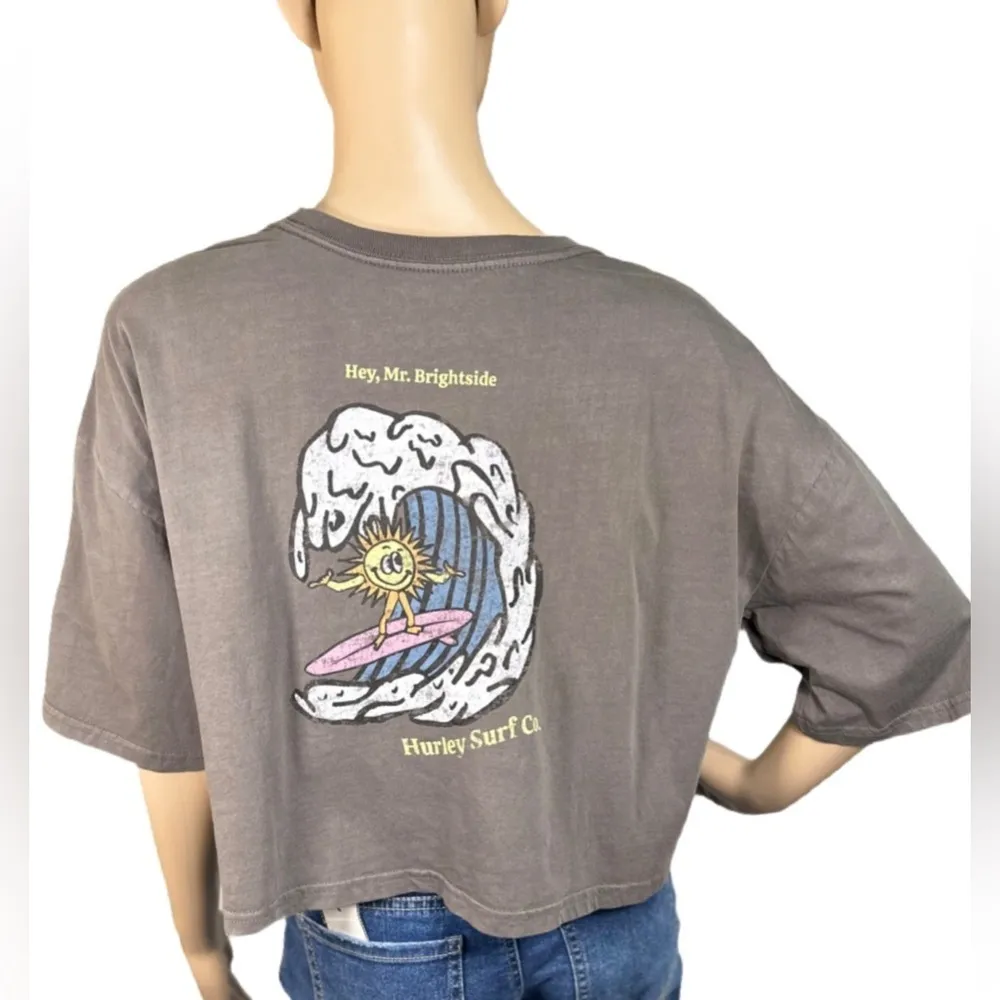 New HURLEY Mr Brightside Boyfriend Cropped Graphic T-Shirt extra small NWT - Image 2
