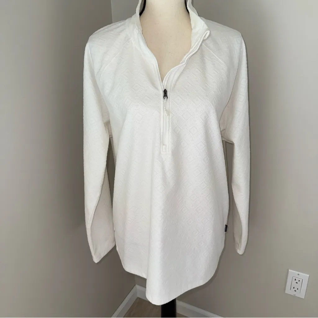 Eddie Bauer women’s‎ Off-White Diamond Pattern Quarter-Zip Pullover size XL - Image 12
