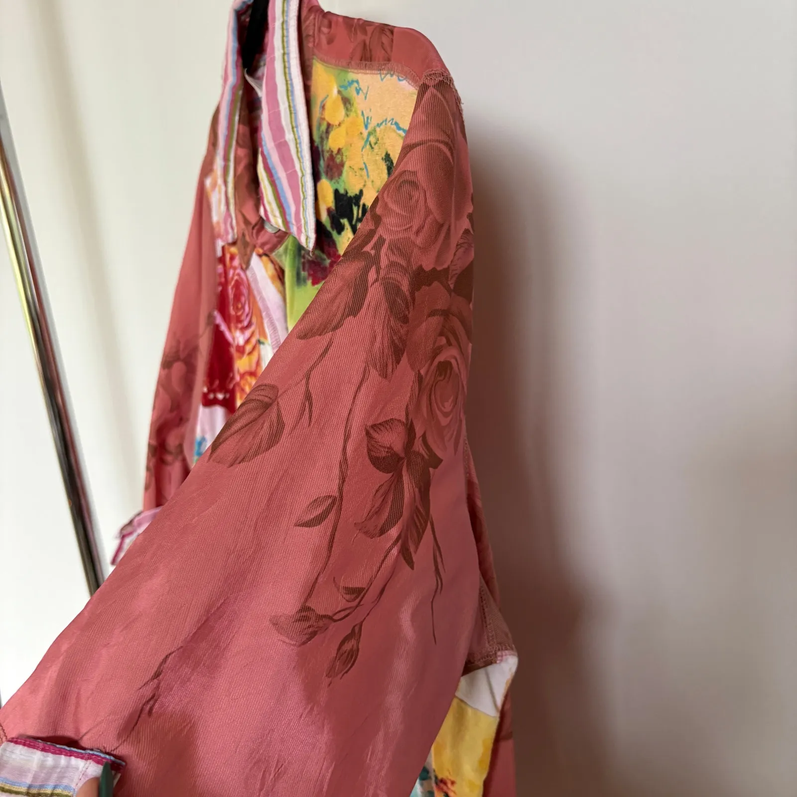 Alain Weiz Maximalist Top Colorful Art To Wear Hippie Button Down Euro Size 20 Pink - Image 7