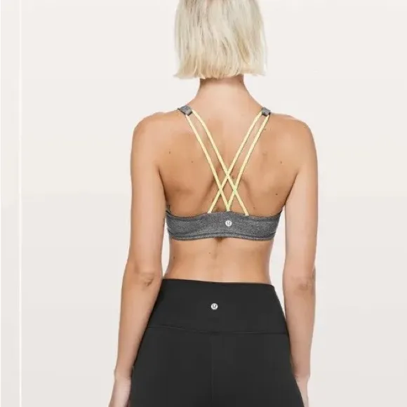 Lululemon Free To Be Bra *High Neck Heathered Black / Lemon Ice Size  12 - Image 3