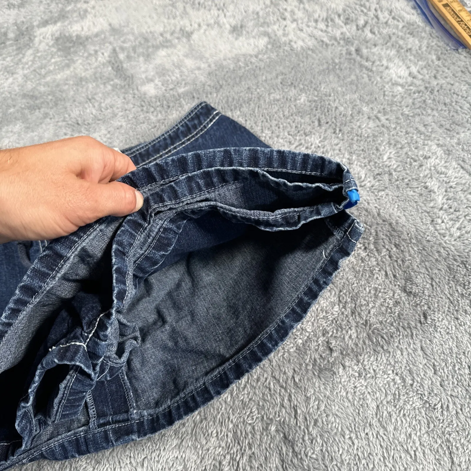 Rare Y2k VTG Jordache Denim Jean Shorts High Waist Black Stich Lace Up SZ 7/8 - Image 11