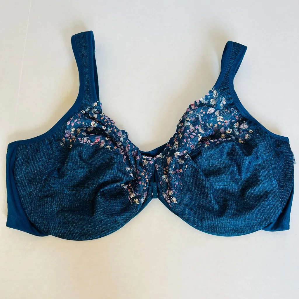 Glamorise Plus 46 D WonderWire Front Closure Underwire Bra 1245 Dark Denim Blue Size undefined - Image 4