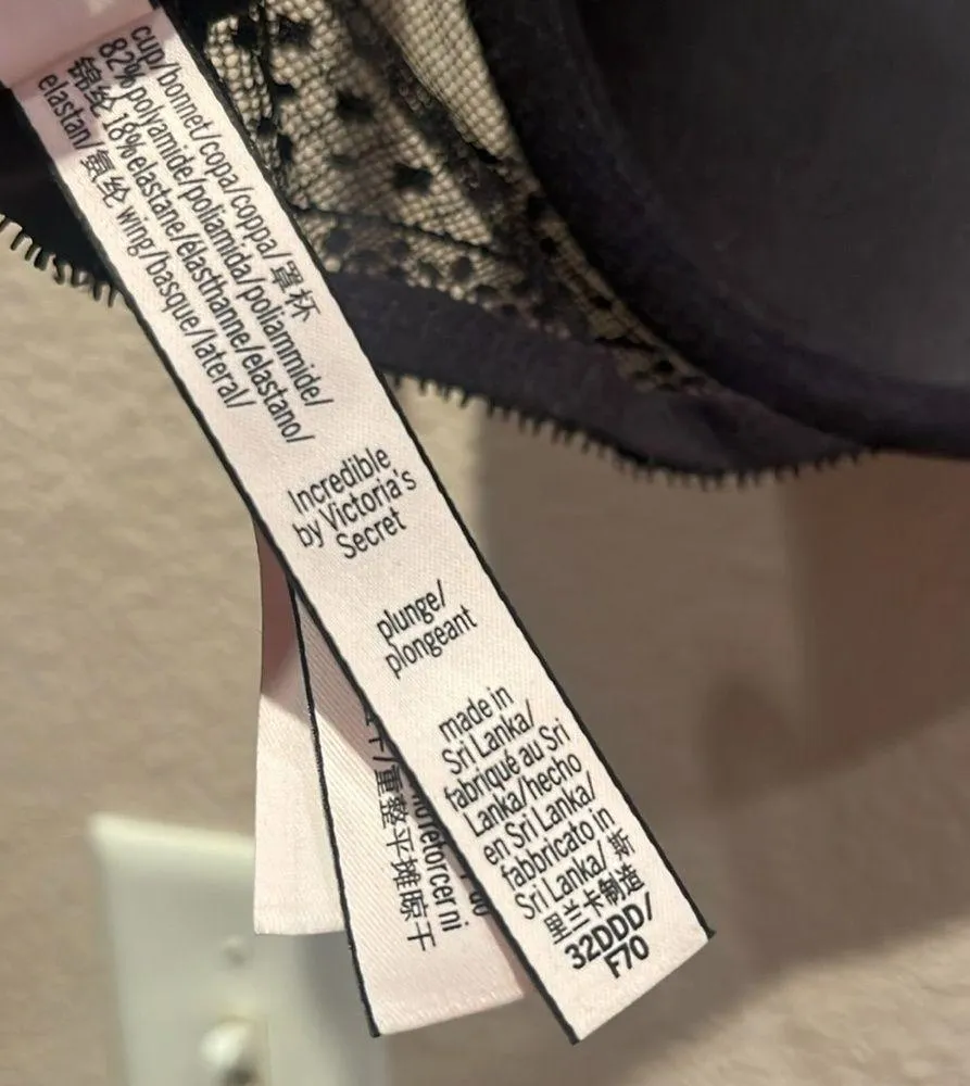 Victoria’s Secret Women’s Incredible Plunge Bra 32DDD Black Lace - Image 9