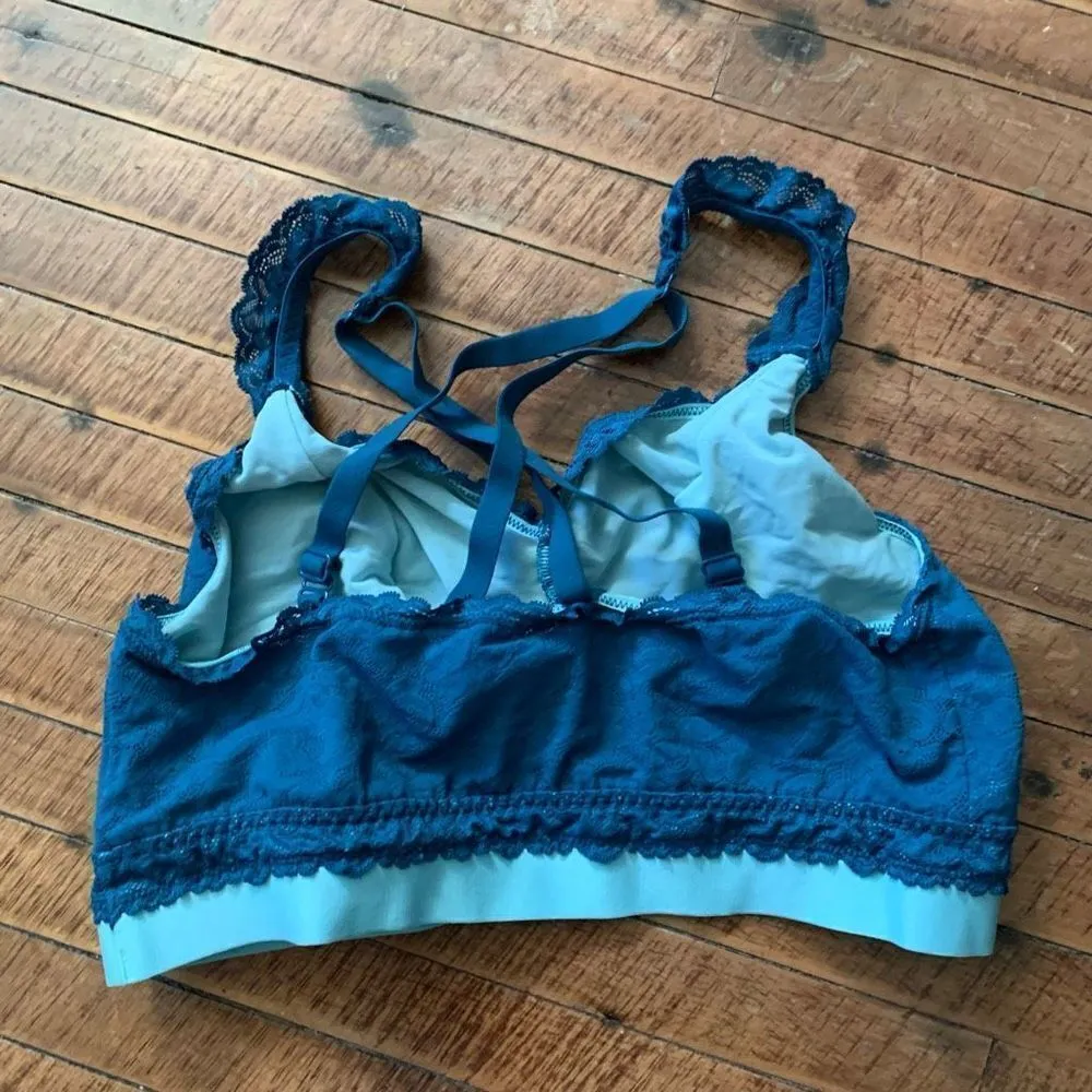 Cacique blue & teal lacy strappy 14/16 loungewear bra - Image 2