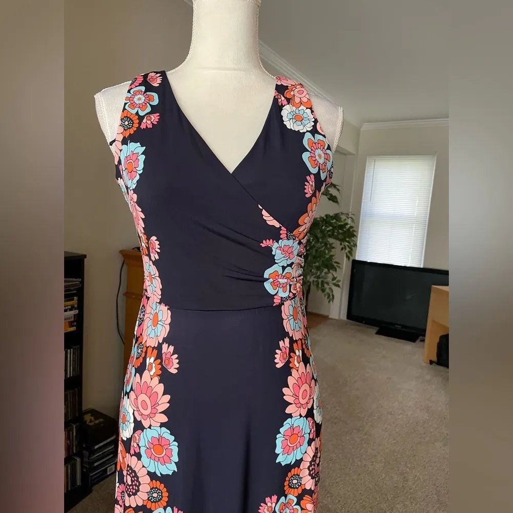 London Times V Neck Floral Print Sleeveless Maxi Dress Size 4P - Image 3