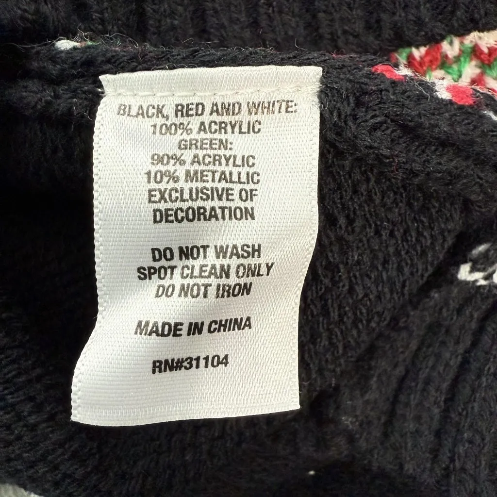 Joyland Christmas Sweater Womens XL 3D Ornaments Santa Tinsel Sequins Tree Bows Black - Image 9