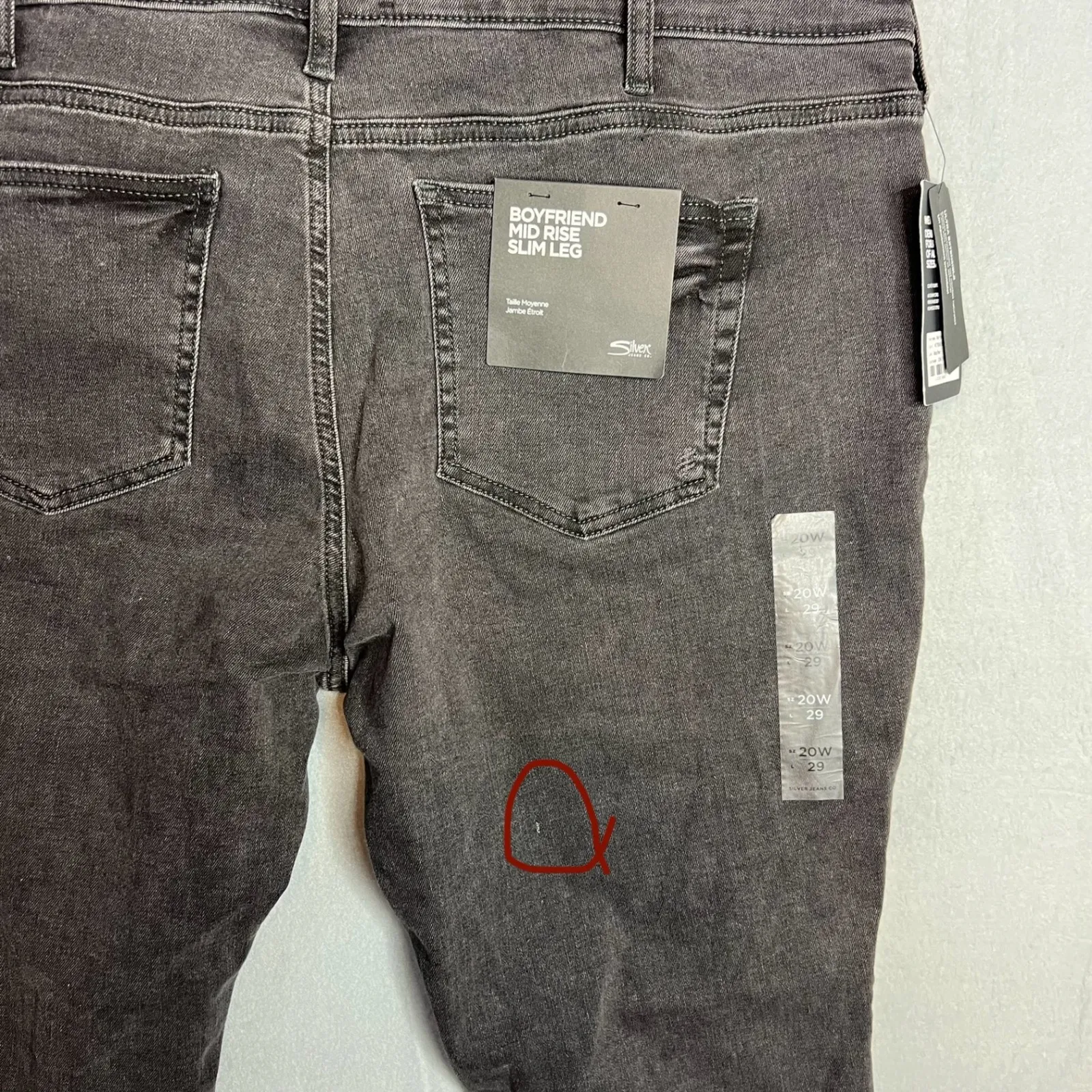 Silver Jeans Co Boyfriend Mid Rise Slim Leg Jeans Plus Sz 20W Distress Black NWT - Image 13