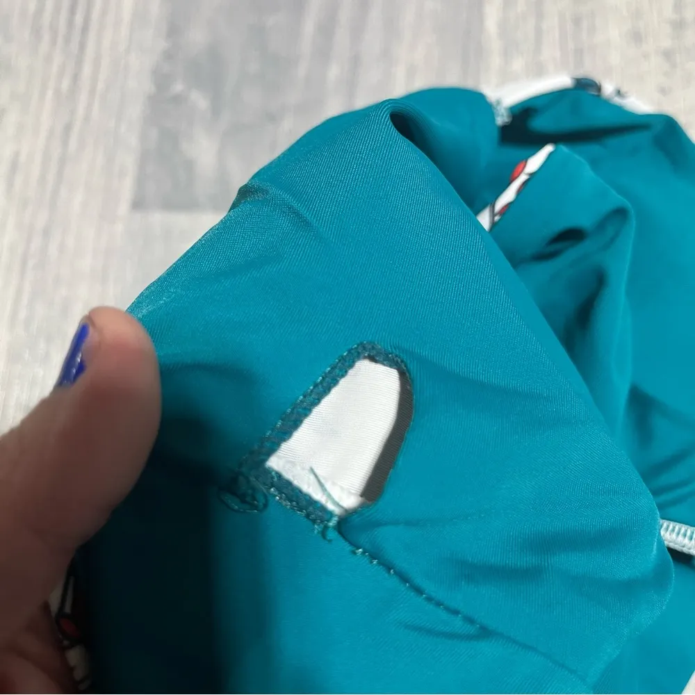 Zaful Teal Green White Floral Swim Suit Bikini Set; Medium - Image 9