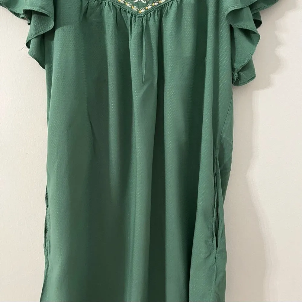 Max Studio Green Vice Embroidered Mini Dress Size Small - Image 3