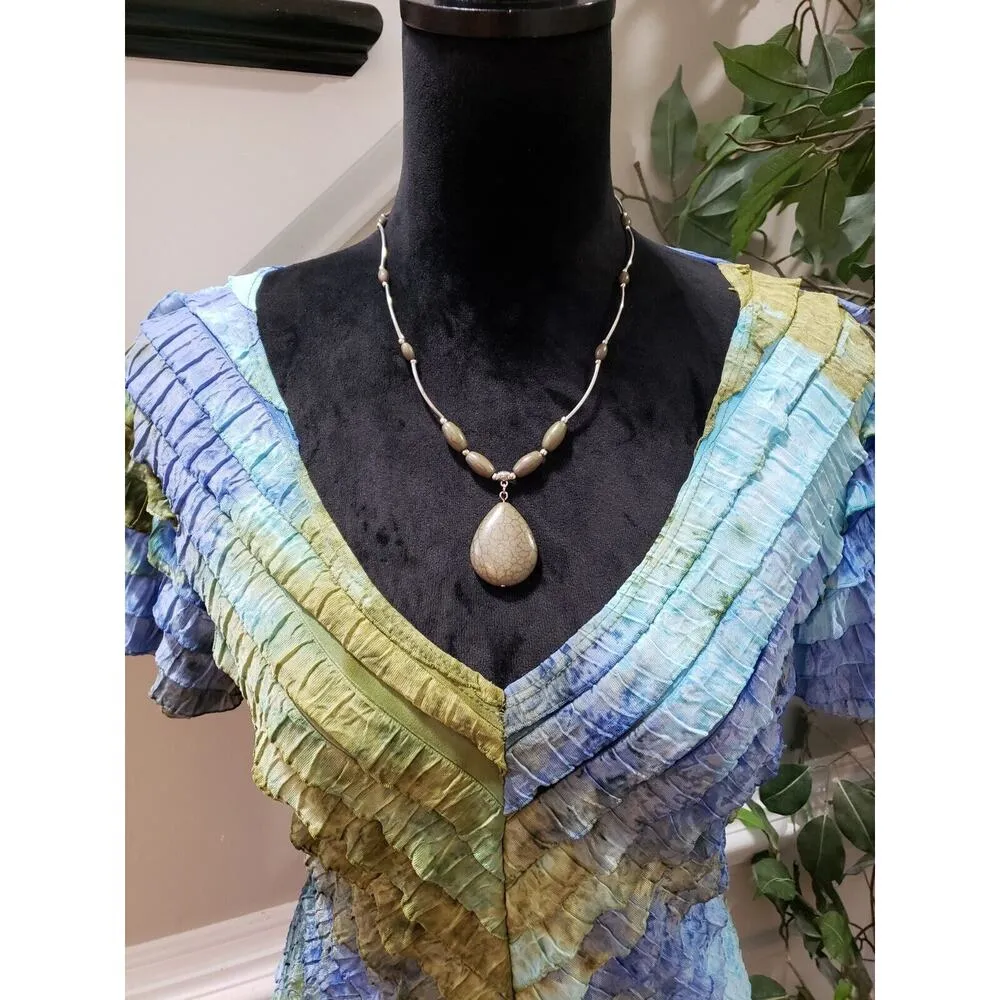 Sunny Leigh Women's Multicolor Polyester V-Neck Short Sleeve Knee Length Dress L - Image 2