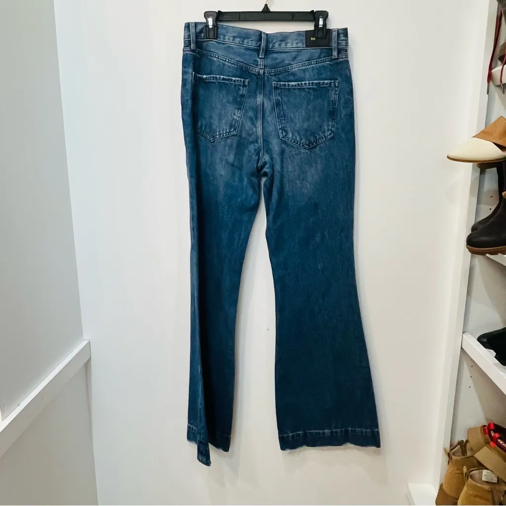 NWT Express 70’s Flare size 6 LONG Classic Blue Flared Women Jeans mid rise - Image 4