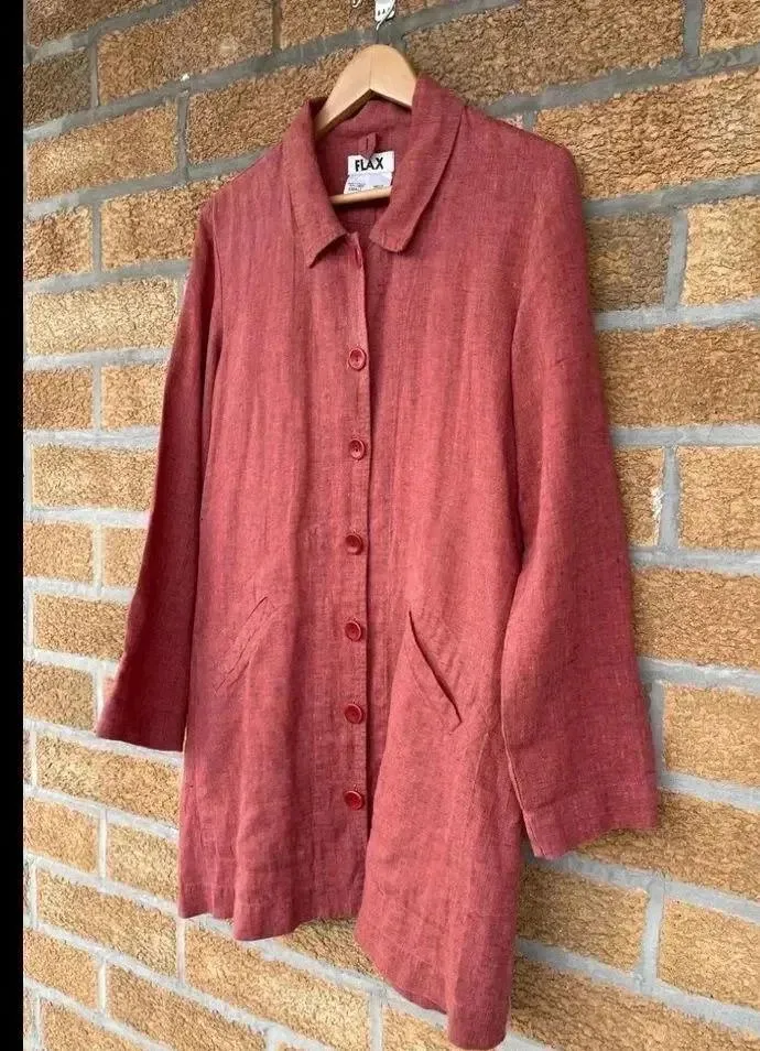 Flax burnt orange linen dress small - Image 6