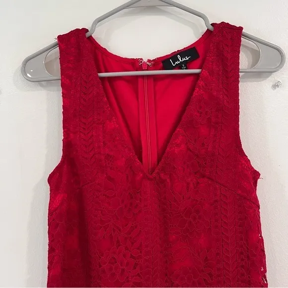 Lulus Thinking of‎ You Red Lace Sleeveless Sheath Dress SMALL - Image 6